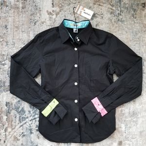 NWT Black Button Down Shirt w/ Multi-colored